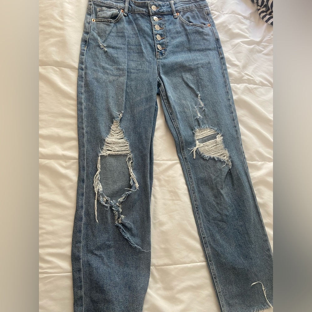 Wild Fable Super High Rise Ripped Blue Jeans - Picture 3 of 3